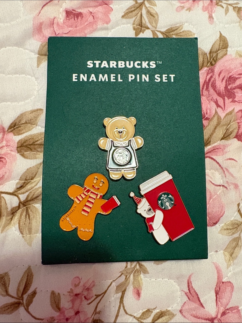 Starbucks Holiday Enamel Pin Set - Red, Orange, Gold, White
